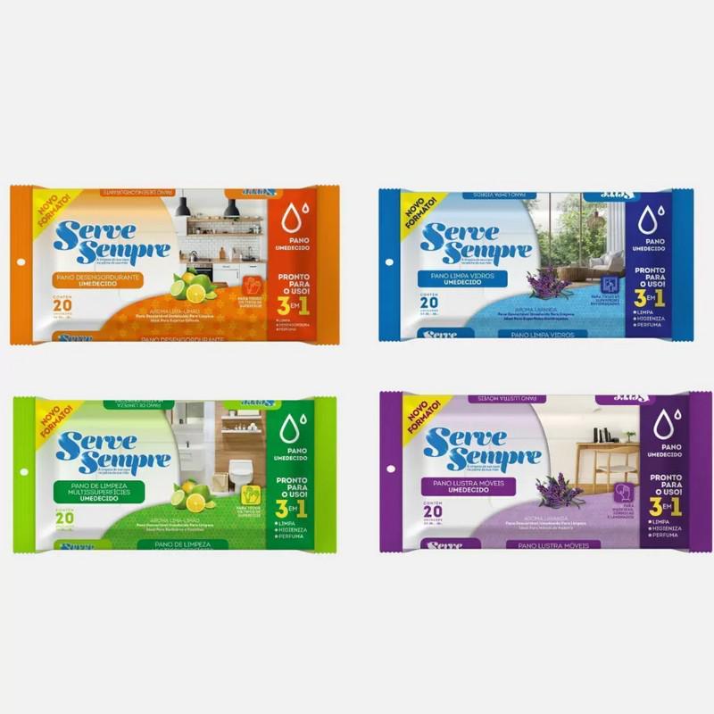 Kit Pano De Limpeza Serve Sempre Multiuso C/4Pacotes