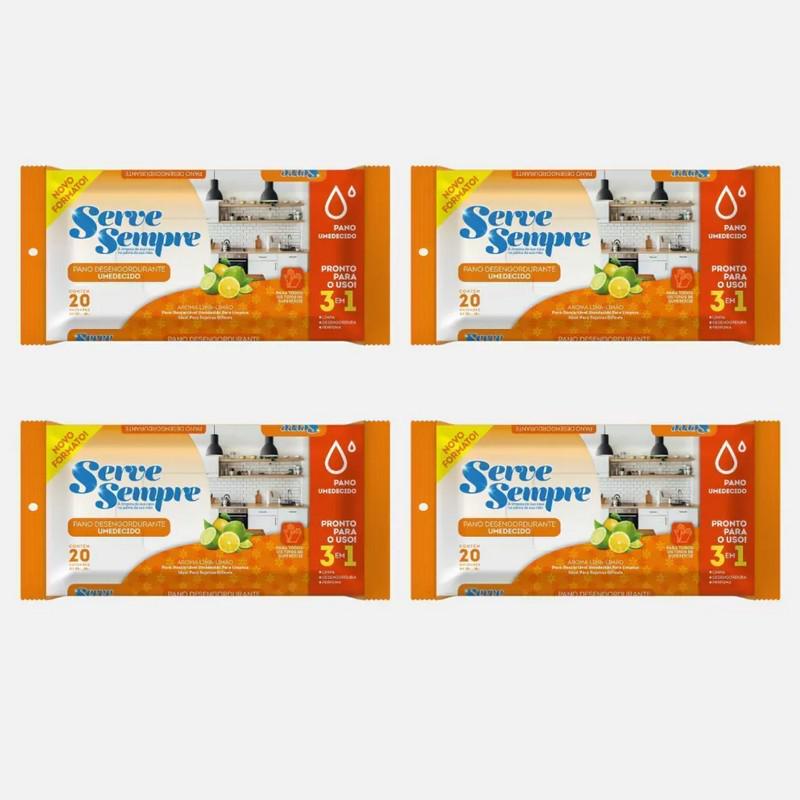 Kit Pano Para Limpeza Umedecido Desengordurante C/4 Pacotes