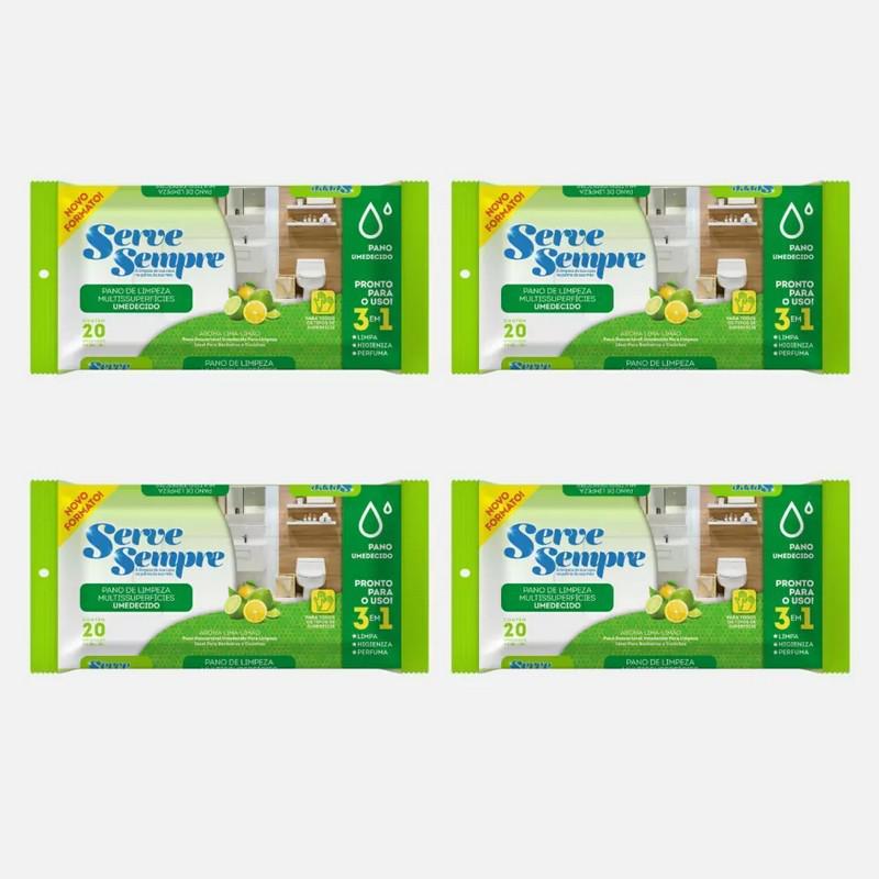 Kit Pano Para Limpeza Umedecido Multissuperficies C/4 Pacotes